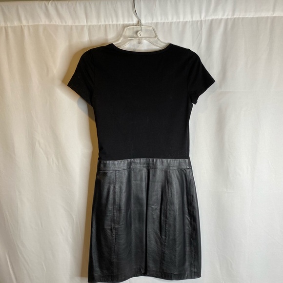 Theory Mixed Jersey and Leather T-shirt Dress - Picture 5 of 6